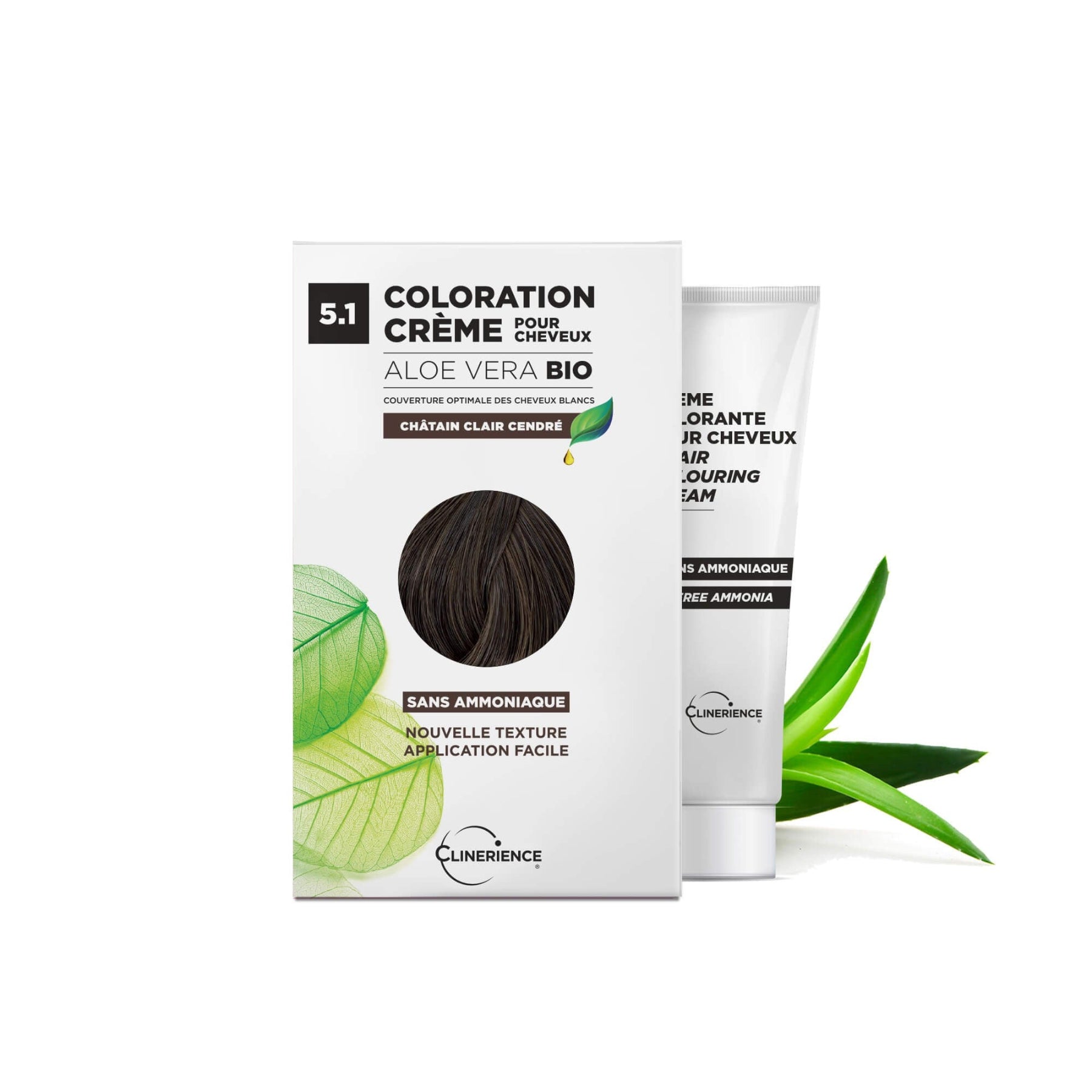 LIGHT ASH CHESTNUT N°5.1 - ORGANIC ALOE VERA CREAM HAIR COLOR